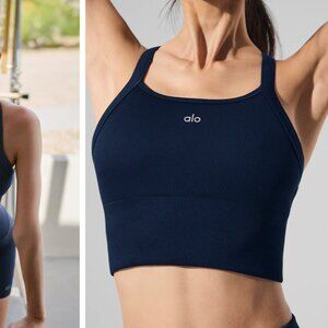 Alo Yoga Seamless Ribbed Favorite Bra Tank Navy NWOT M S